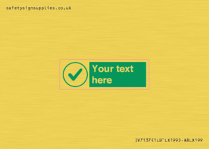 Custom green background, green tick in circle sign